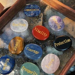 刻字掌心石解压石worry stone18 Piedra Para Aliviar el Estrés Cristal Natural Grabado Piedra Energética Meditación