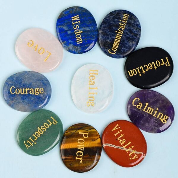 Piedra Para Aliviar el Estrés Cristal Natural Grabado Piedra Energética Meditación