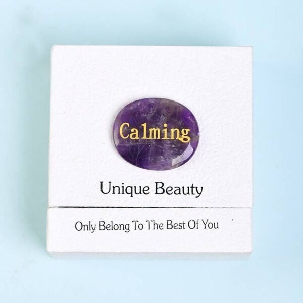 Piedra Para Aliviar el Estrés Cristal Natural Grabado Piedra Energética Meditación