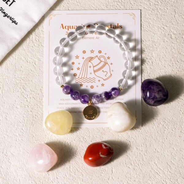 12 Zodiac Signs Healing Stones + Bracelet Sets Raw Crystal Stones Magical Energy Stones Gifts