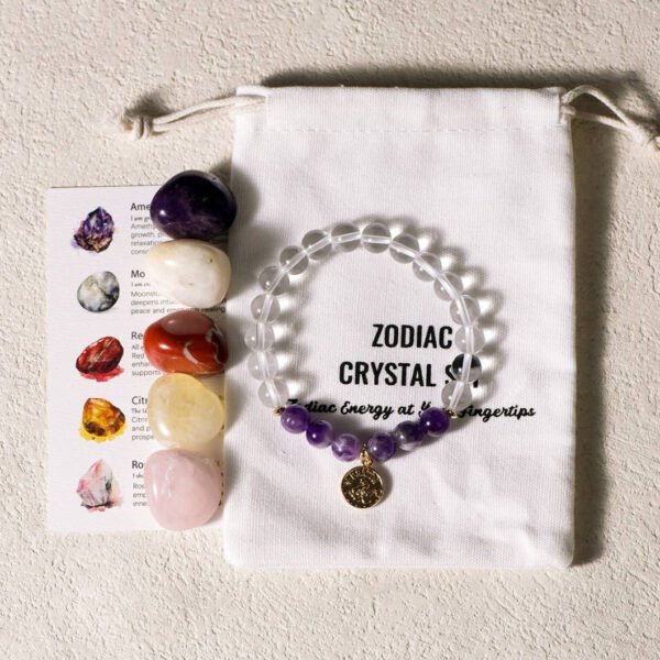 12 Zodiac Signs Healing Stones + Bracelet Sets Raw Crystal Stones Magical Energy Stones Gifts