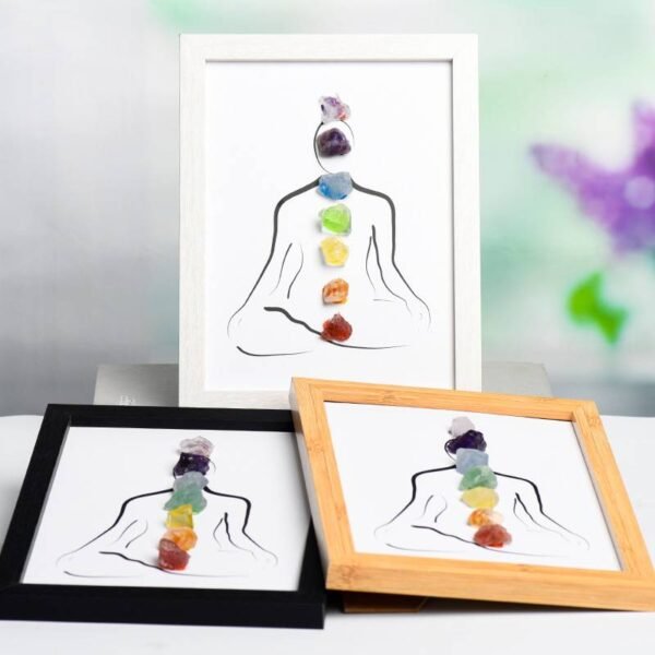 经典原石七脉轮画框4 Classic Rough Stone Frame with Seven Chakras Rough Stone Crystal