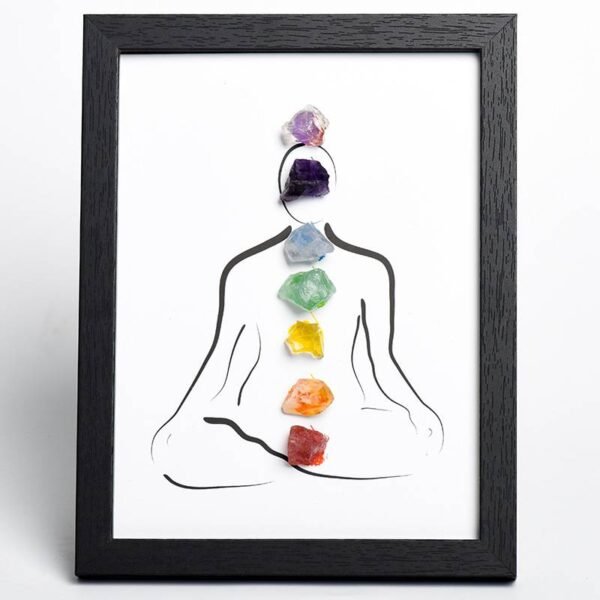 经典原石七脉轮画框5 Classic Rough Stone Frame with Seven Chakras Rough Stone Crystal