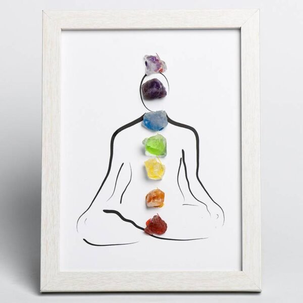 经典原石七脉轮画框6 Classic Rough Stone Frame with Seven Chakras Rough Stone Crystal
