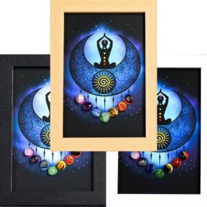 七脉轮水晶石装饰画框原石2 Piedra de Siete Chakras Piedra de Cristal Energética Marco de la Foto Decoraciones de Escritorio Regalo