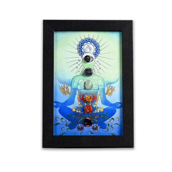 七脉轮水晶石装饰画框原石蓝色2 Piedra de Siete Chakras Piedra de Cristal Energética Marco de la Foto Decoraciones de Escritorio Regalo