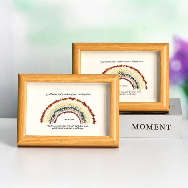 彩虹2水晶石相框原石碎石2 Rainbow II Energy Crystal Stone Photo Frame Desk Decorations Gift