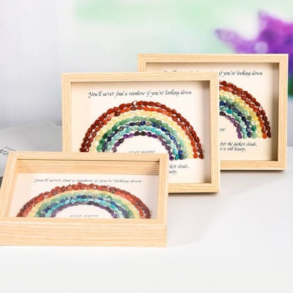 Rainbow Crystal Stone Energy Photo Frame Desk Decorations Gift