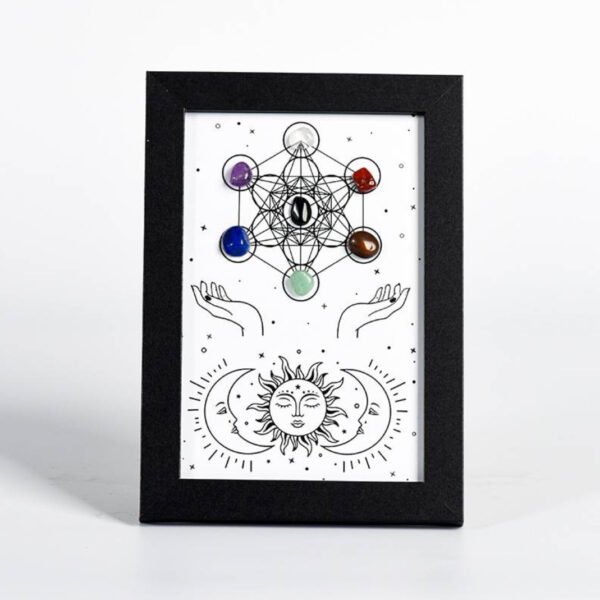 Metatrón Hexágono Sol y Luna Abeja Piedra de Cristal Energética Marco de la Foto Decoraciones de Escritorio Regalo