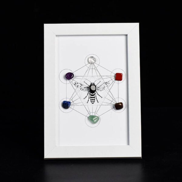 Metatrón Hexágono Sol y Luna Abeja Piedra de Cristal Energética Marco de la Foto Decoraciones de Escritorio Regalo