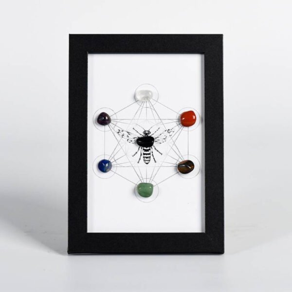 Metatrón Hexágono Sol y Luna Abeja Piedra de Cristal Energética Marco de la Foto Decoraciones de Escritorio Regalo
