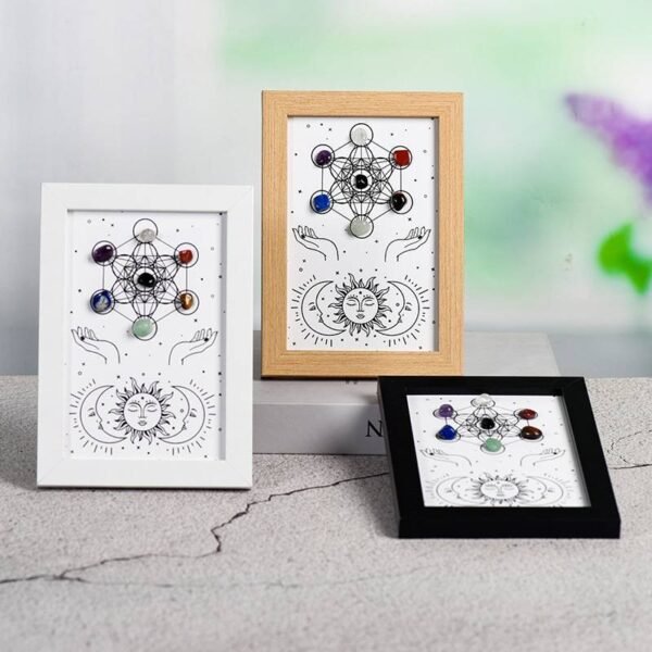 Metatrón Hexágono Sol y Luna Abeja Piedra de Cristal Energética Marco de la Foto Decoraciones de Escritorio Regalo
