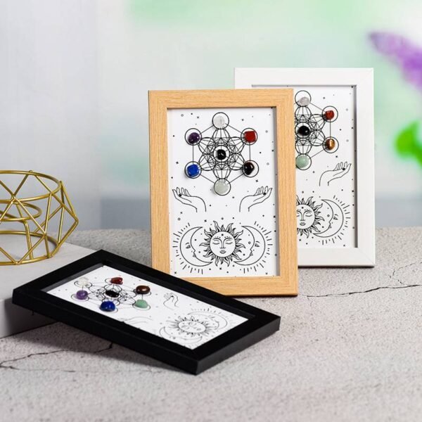 Metatrón Hexágono Sol y Luna Abeja Piedra de Cristal Energética Marco de la Foto Decoraciones de Escritorio Regalo