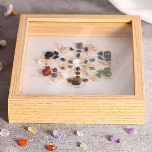 Metatrón Lazo de Alambre Dorado con Tira de Cristal Blanco Cristal Piedra de Cristal Marco de la Foto Regalo