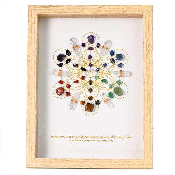 Metatrón Lazo de Alambre Dorado con Tira de Cristal Blanco Cristal Piedra de Cristal Marco de la Foto Regalo