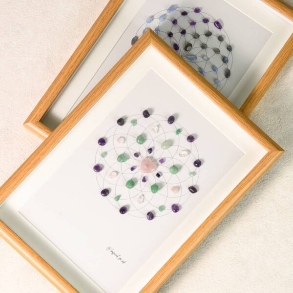 水晶阵网格画相框4 Crystal Matrix Energy Stone Crystal Stone Photo Frame Desk Decorations Gift