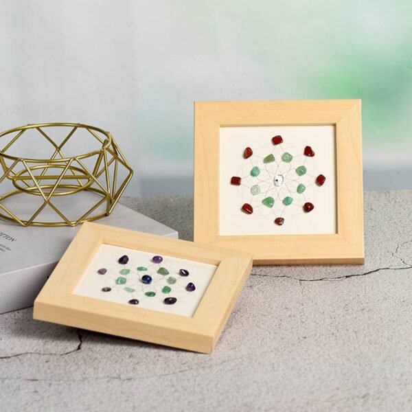 Flowers of Life Energy Crystal Stone Photo Frame Desk Decorations Gift