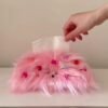 Pink tissue box with an elegant and luxurious long-haired dog design, ideal for living rooms or cars.