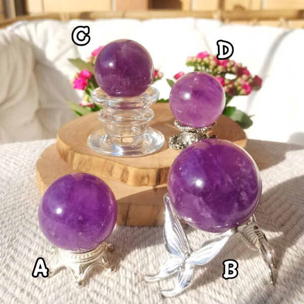 AAA+ Natural Violet Amethyst Sphere High Quality-Purple Crystal Ball-Healing Crystal Ornament-High Vibration Stone-Healing Home Decor Gift for Couples Gift for Friends Gift for Family