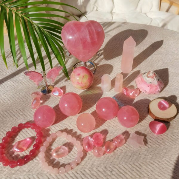 马达加斯加超级粉水晶球5 Rose Quartz Star Gemstone – Star Carver Star – Christmas Crystal Star – Reward Gift – Healing Home Decoration Gift for Couples, Friends, and Family