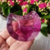 Half-moon shaped fluorite bowl Hand-carved crystal altar decoration Crystal violet fluorite flower cup Home decoration Gifts for couples Gifts for friends Gifts for family