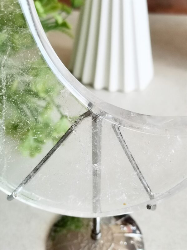 AAA+ Large Hand-Carved Clear Quartz Crystal Moon Including Base Counteracts Negativity and Energizes Positive Energy Home and Office Altar Meditation Healing Decoration Gifts for Couples Friend Gifts for Family