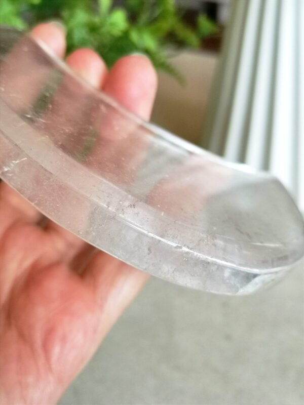 AAA+ Large Hand-Carved Clear Quartz Crystal Moon Including Base Counteracts Negativity and Energizes Positive Energy Home and Office Altar Meditation Healing Decoration Gifts for Couples Friend Gifts for Family
