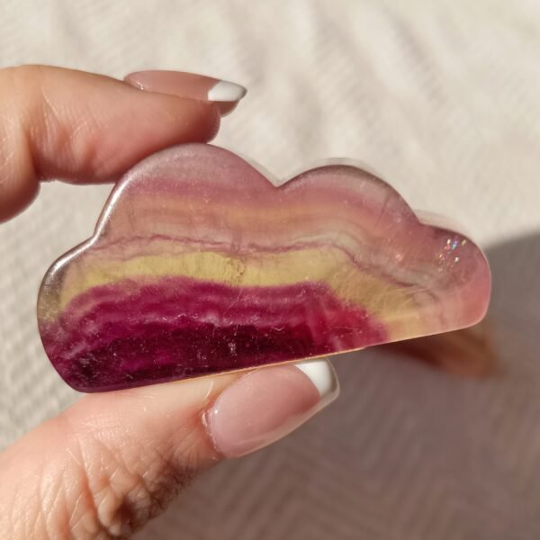 Rainbow Fluorite Carving Clouds Rainbow Crystal Healing Stone Energy Crystal Home Decor Healing Decoration Gifts for Couples Friend Family Gifts