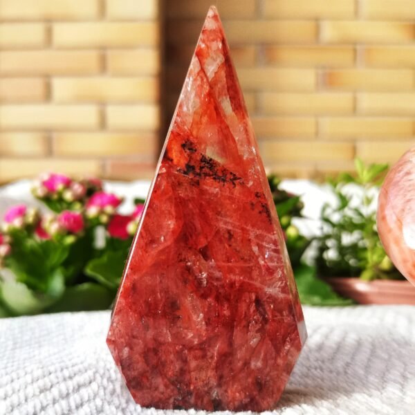 Cuarzo Hematoide Rojo Cuarzo de fuego Llama de forma libre Alta calidad AAA+ Cristal energético Sanación Decoración para el hogar Regalos para parejas amigo Regalos para la familia