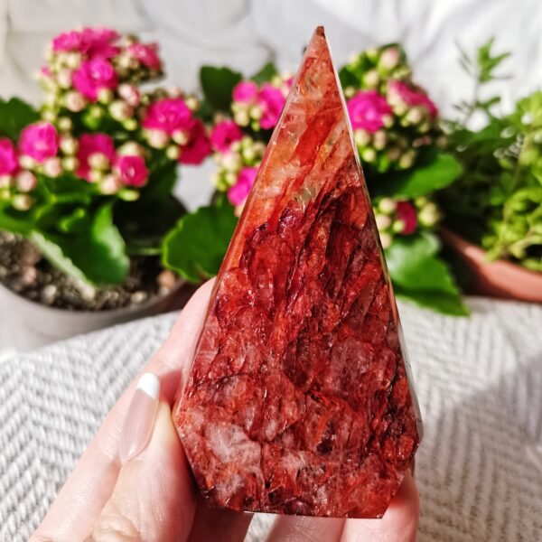 Cuarzo Hematoide Rojo Cuarzo de fuego Llama de forma libre Alta calidad AAA+ Cristal energético Sanación Decoración para el hogar Regalos para parejas amigo Regalos para la familia