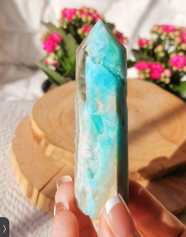 AAA+ High Quality Blue Aragonite Crystal Obelisk Towers - Natural Blue Hemimorphite Tower - Sky Blue Aragonite - Quartz Crystal Obelisk - Healing Home Decor Gift for Couples Gift for Friends Gift for Family