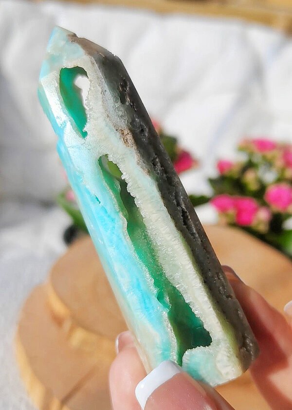 AAA+ High Quality Blue Aragonite Crystal Obelisk Towers - Natural Blue Hemimorphite Tower - Sky Blue Aragonite - Quartz Crystal Obelisk - Healing Home Decor Gift for Couples Gift for Friends Gift for Family