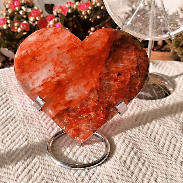 AAA+ Large Fire Quartz Heart, Red Hematoid Crystal Carving, Energy Crystal, Healing, Home Decoration, Gifts for Couples, Friend Gifts, Family Gifts