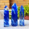 Fused Blue Quartz Crystal Obelisk Reiki Healing Energy Tower Gemstone Crystal Wand Crystal Healing Gifts for Couples Friend Family Gifts