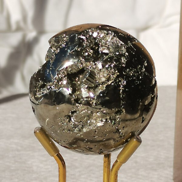 黄铜矿球大1 Druzy Iron Pyrite Sphere Polished Crystal Ball Gemstone Fool's Gold