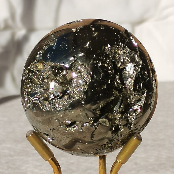 黄铜矿球大2 Druzy Iron Pyrite Sphere Polished Crystal Ball Gemstone Fool's Gold