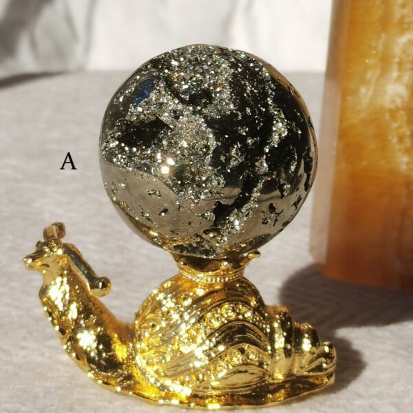 黄铜矿球小1z Druzy Iron Pyrite Sphere Polished Crystal Ball Gemstone Fool's Gold