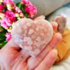 Pink Flower Agate Heart - Reiki Healing Crystal Stone - Calming Cherry Blossom - Crystal Gift Home Decor