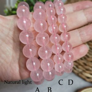 Ice rose quartz bracelet—Translucent finish—Heart chakra—Gifts for couples and friends
