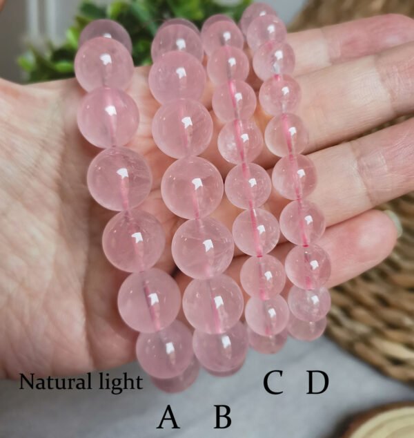 Pulsera de cuarzo rosa hielo-Acabado translúcido-Chakra del corazón-Regalos para parejas amigo