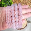 Pulsera de cuarzo rosa de Madagascar-Tono rosa lavanda-Acabado translúcido-Chakra del Corazón-Regalos para parejas amigo familia