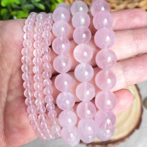 Madagascar rose quartz bracelet—Lavender pink tone—Translucent finish—Heart chakra—Gifts for couples, friends, and family