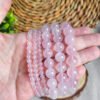 Pulsera de cuarzo rosa de Madagascar-Tono rosa lavanda-Acabado translúcido-Chakra del Corazón-Regalos para parejas amigo familia