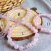 Pulsera de cuarzo rosa de Madagascar-Tono rosa lavanda-Acabado translúcido-Chakra del Corazón-Regalos para parejas amigo familia