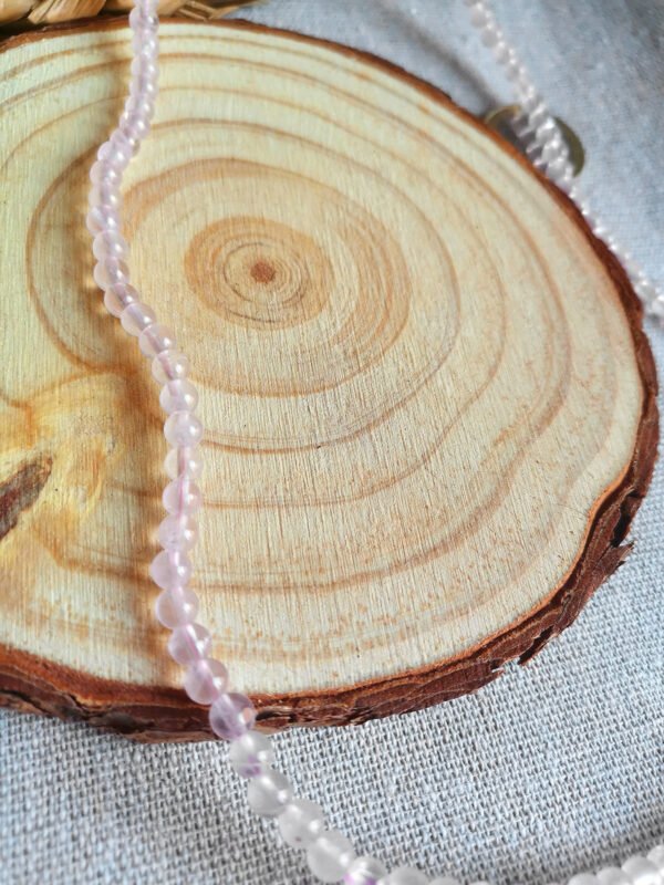 Pulsera de cuarzo rosa de Madagascar-Tono rosa lavanda-Acabado translúcido-Chakra del Corazón-Regalos para parejas amigo familia