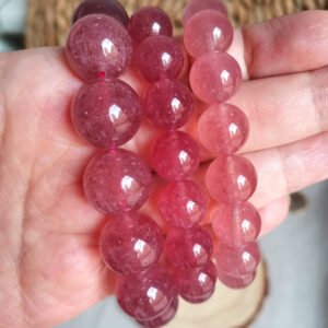 Natural Strawberry Quartz Bracelet - Root/Sacral/Heart Chakra - Gifts for Couples, Friends, Family