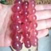 Pulsera de cuarzo fresa natural-Chakra del Raíz/Sacro/Corazón-Regalos para parejas amigo familia