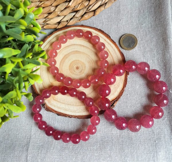 Pulsera de cuarzo fresa natural-Chakra del Raíz/Sacro/Corazón-Regalos para parejas amigo familia