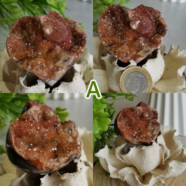 Corazón de Ágata Natural con Geoda Druzy · Cristal Lace Agate Decorativo · Piedra Energética y Colección