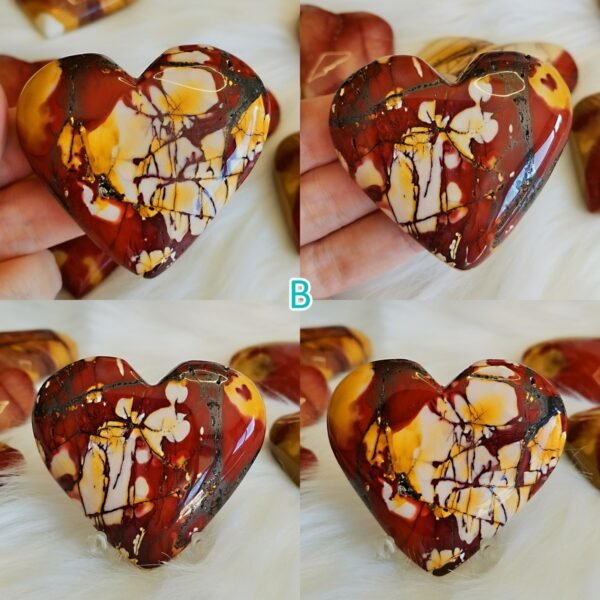B Corazón/Piedra de Palma de Jaspe Multicolor Natural · Rojo y Amarillo Intenso · Decoración Crystal Home Decor y Colección